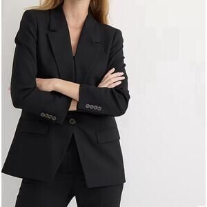 J. Crew Willa Blazer Italian City Wool Sz 8 Black Academia Preppy Office Capsule